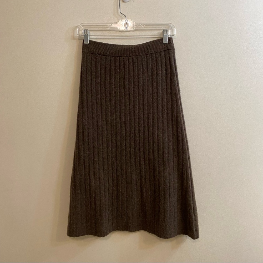 Quince 100% Mongolian Cashmere Midi Skirt Brown Women’s Sz XS NWT Soft Luxurious